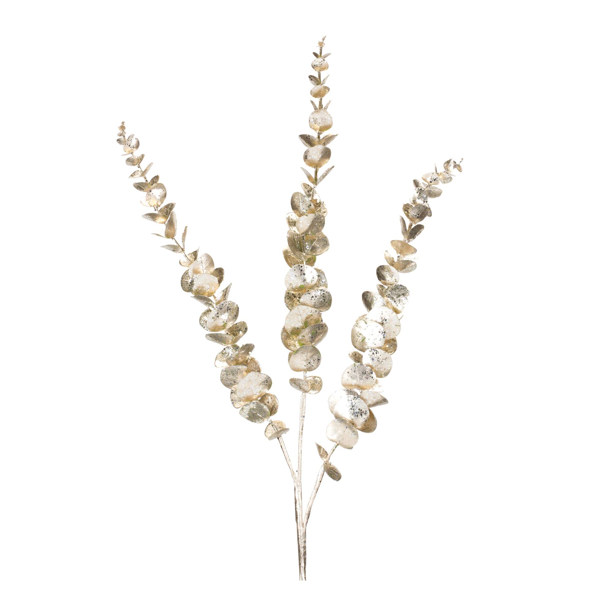 36" Champagne Glittered Eucalyptus Sprays, 6ct.